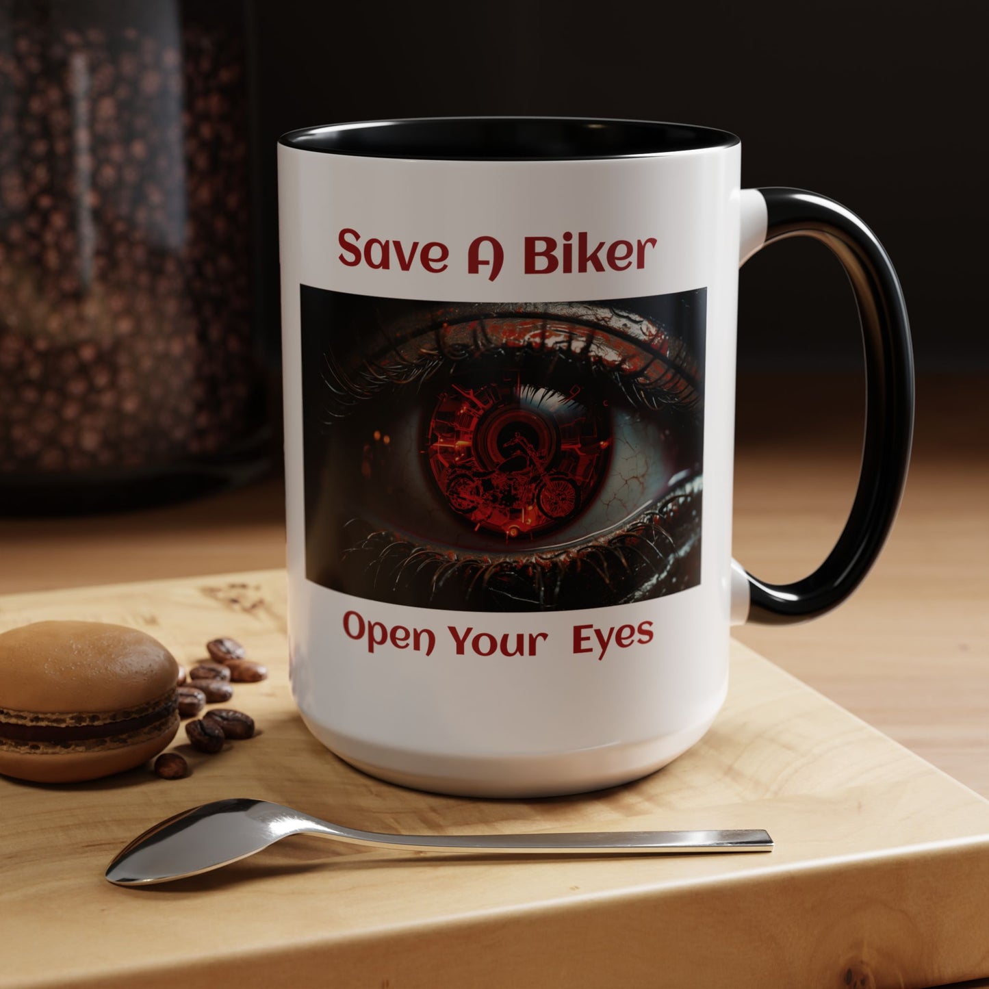 Save a Biker Open Your Eyes Motorcycle Coffee Mug (15oz)