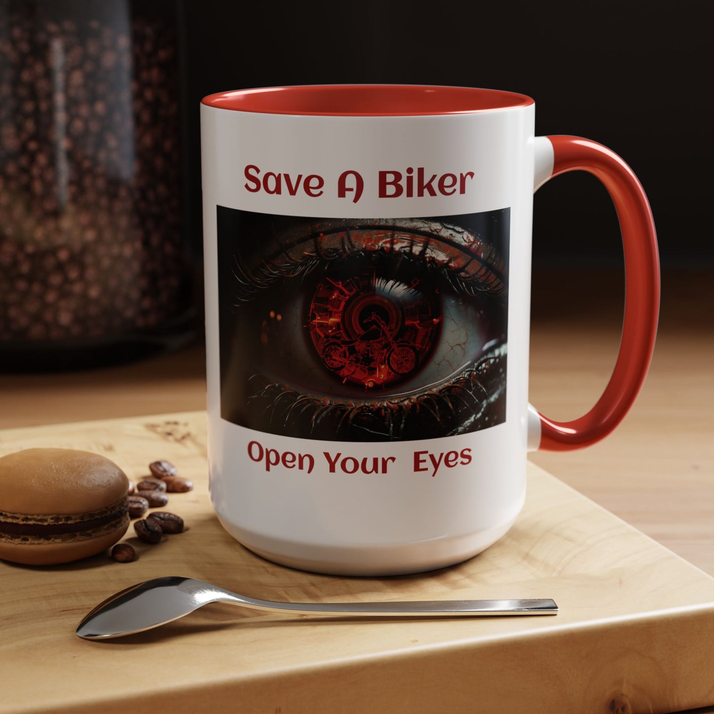 Save a Biker Open Your Eyes Motorcycle Coffee Mug (15oz)