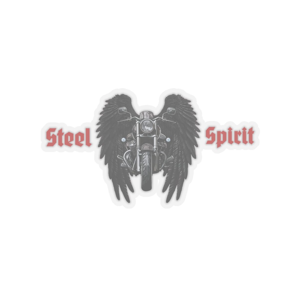 Steel Spirit motorcycle with angel wings logo, vinyl stickers