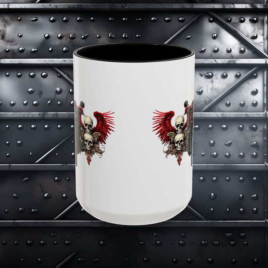 Red Winged Motorcycle with Skulls Coffee Mug (15oz)