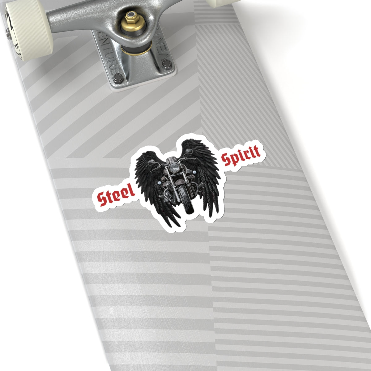 Steel Spirit motorcycle with angel wings logo, vinyl stickers