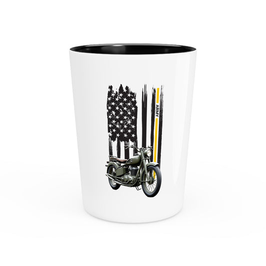 Army Motorcycle with flag shot glass by Steel Spirit