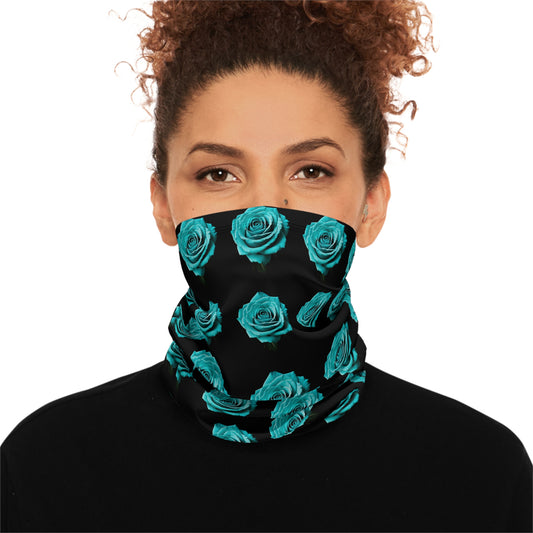 Blue rose biker neck gaiter by Steel Spirit