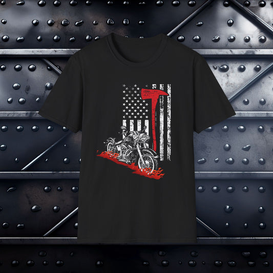 Firefighter biker motorcycle t-shirt  by Steel Spirit