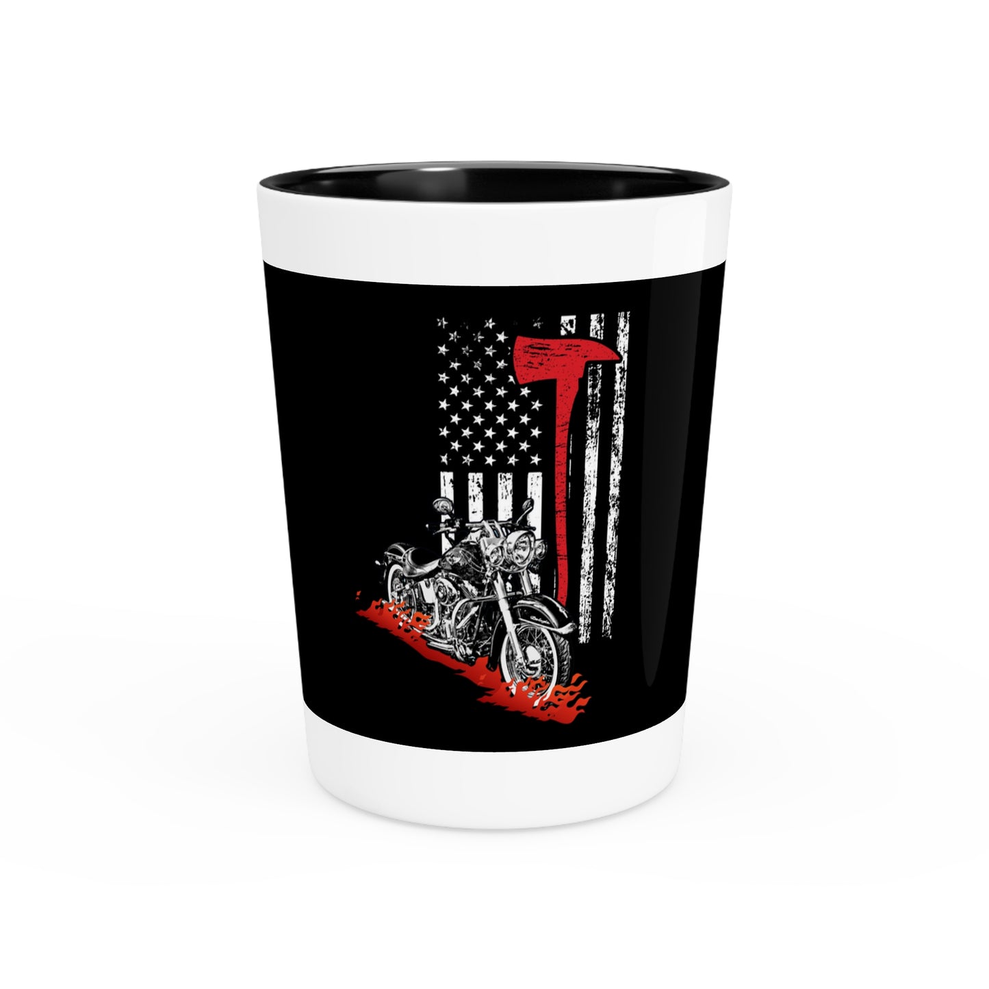 Fireman Biker with US flag Shot glass by Steel Spirit