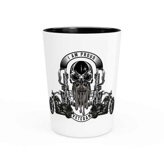 I am Proud. Veteran biker shot glass with Skull by Steel Spirit