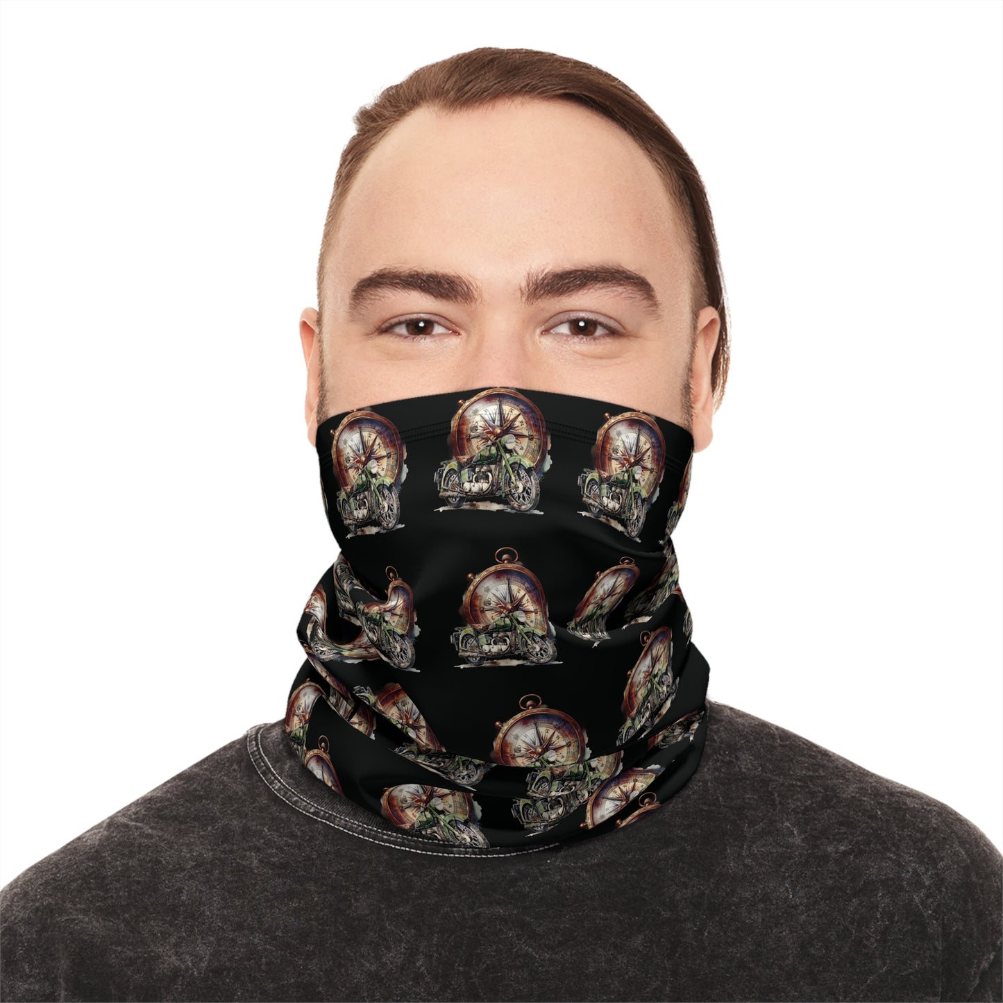 Motorcycle and Compass biker neck gaiter by Steel Spirit