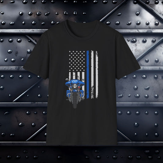 Police Biker t-shirt with US flag by Steel Spirit